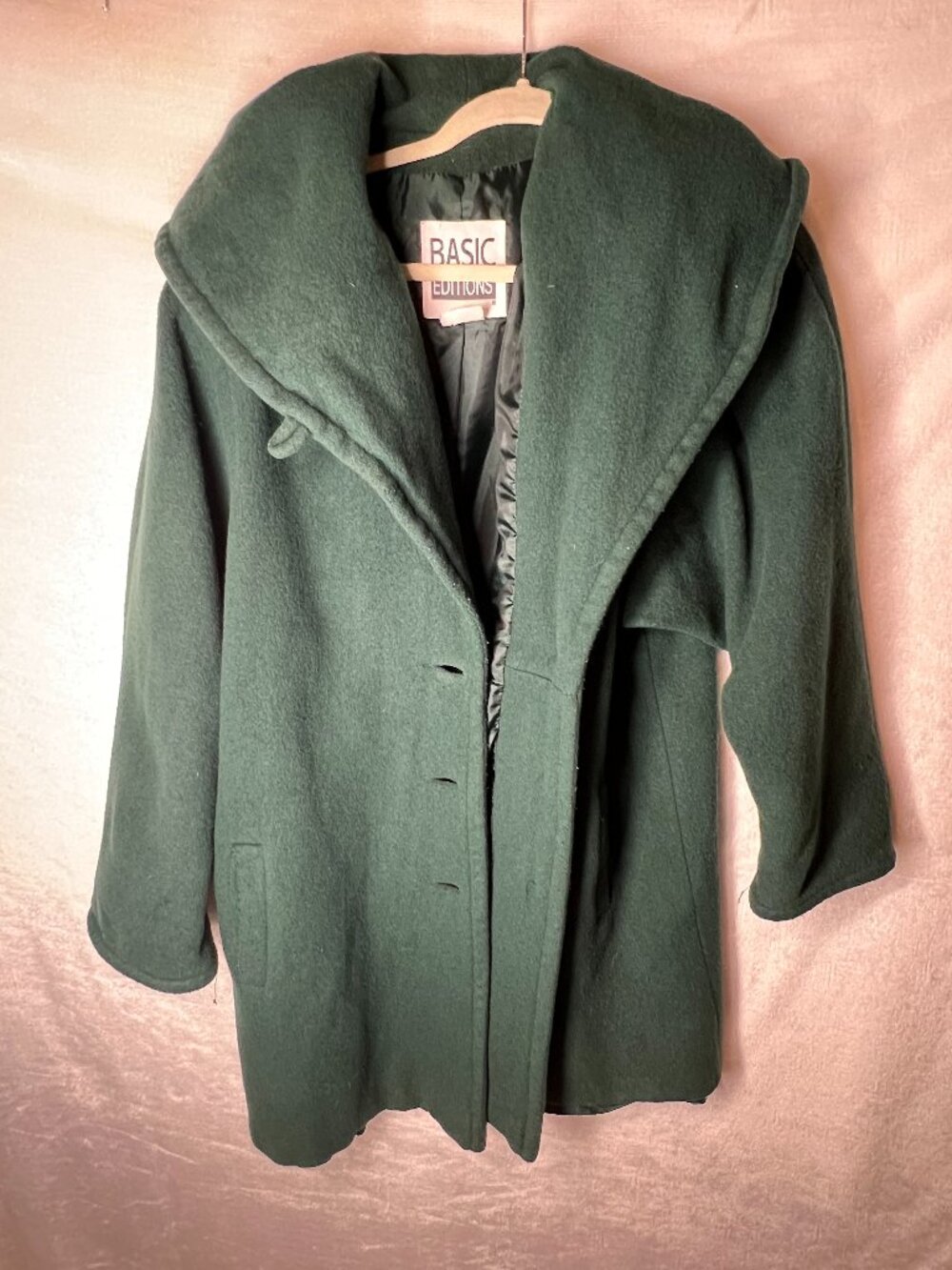 Vintage Basic Editions Wool Blend hooded cardigan coat Sz 18